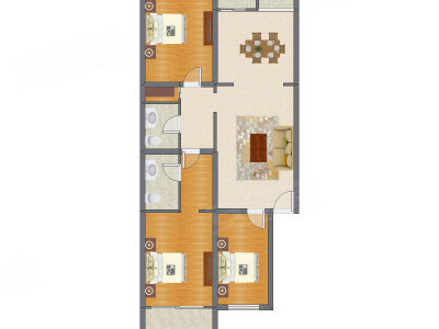 3室2厅 140.70平米户型图