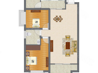 2室2厅 65.45平米