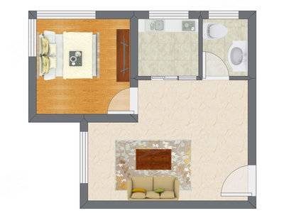 1室1厅 52.13平米户型图