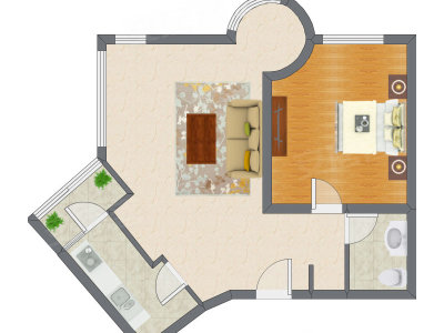 1室1厅 87.18平米户型图