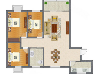 3室2厅 85.16平米