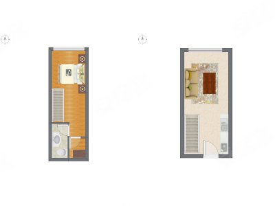 1室1厅 17.42平米户型图