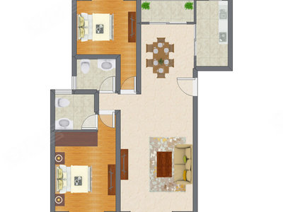 2室2厅 111.45平米