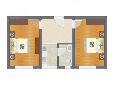 2室1厅 60.16平米户型图