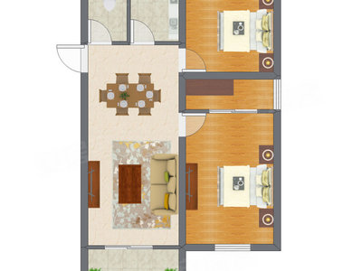 2室2厅 53.50平米户型图