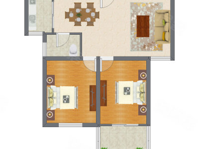 2室2厅 89.14平米户型图