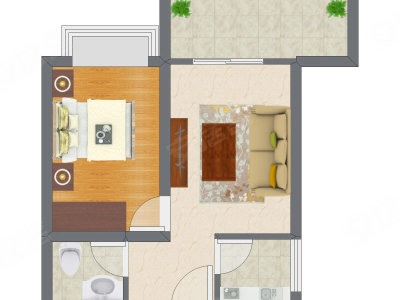 1室1厅 42.35平米户型图