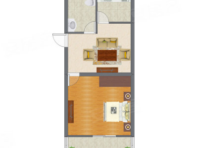 1室1厅 45.39平米