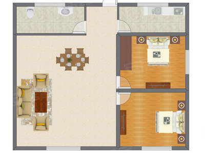 2室1厅 102.00平米户型图