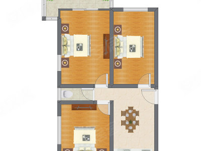 3室1厅 73.50平米