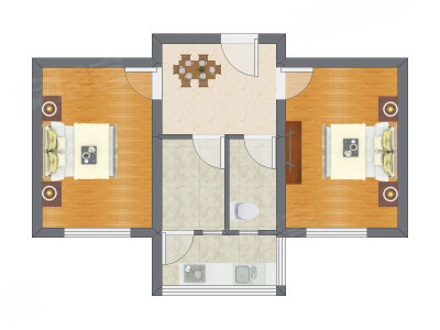 2室1厅 56.59平米