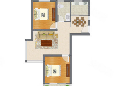 2室2厅 59.35平米户型图