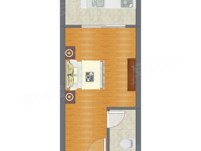 1室0厅 43.96平米户型图