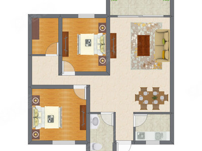 2室1厅 79.65平米户型图