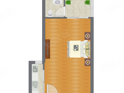 1室0厅 46.86平米户型图