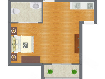 1室0厅 32.33平米户型图