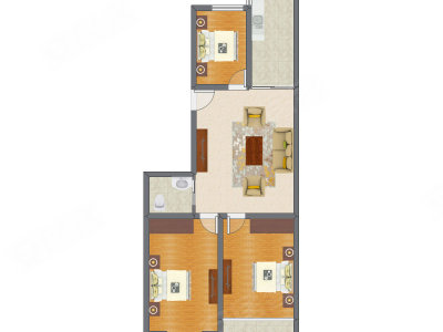3室1厅 113.49平米户型图