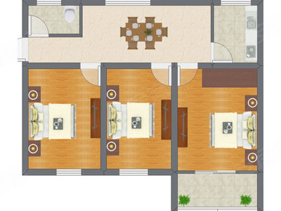 3室1厅 58.15平米