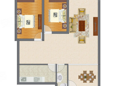 2室1厅 73.82平米
