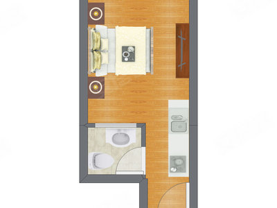 1室0厅 15.89平米户型图