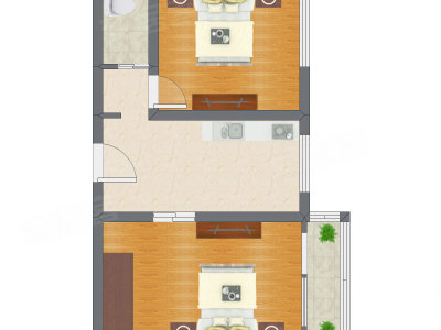 2室1厅 61.50平米