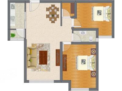 2室2厅 86.43平米户型图