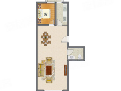 1室2厅 97.15平米户型图