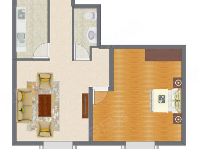 1室1厅 82.00平米户型图
