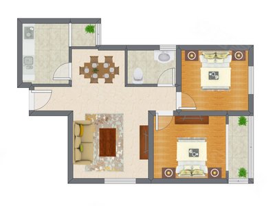 2室2厅 81.08平米
