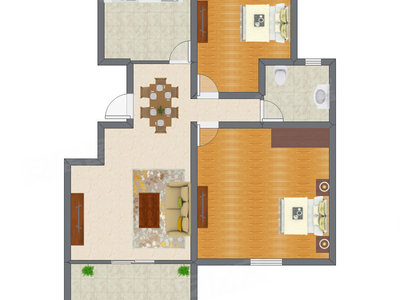 2室1厅 87.64平米