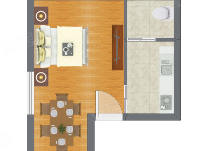 1室0厅 30.87平米户型图