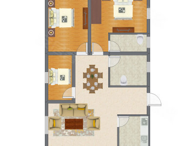 3室2厅 76.77平米