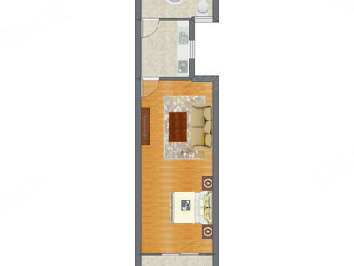 1室1厅 42.59平米户型图