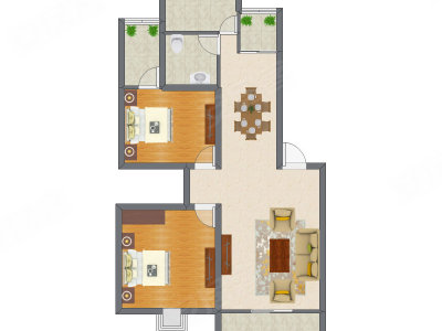2室2厅 110.67平米户型图