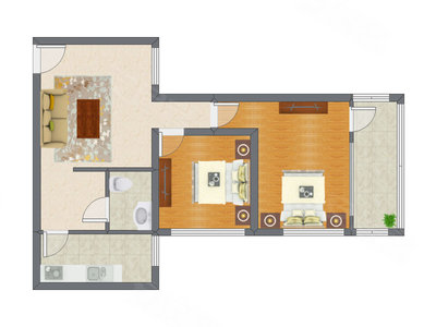 2室1厅 73.14平米