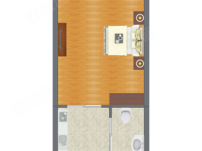 1室0厅 54.41平米户型图