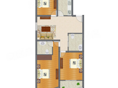 3室1厅 123.50平米