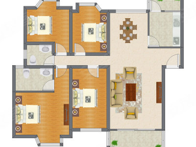 4室2厅 128.76平米