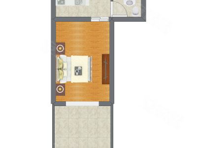 1室0厅 26.76平米户型图