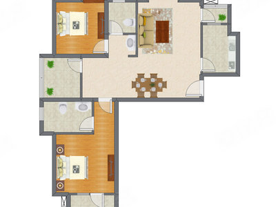 2室2厅 99.97平米户型图