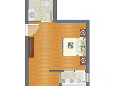 1室0厅 40.13平米户型图