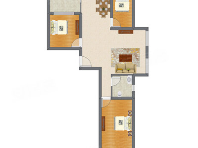 3室2厅 99.22平米