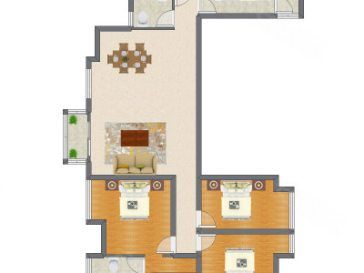 3室2厅 89.87平米