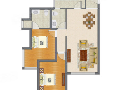 2室2厅 94.00平米户型图