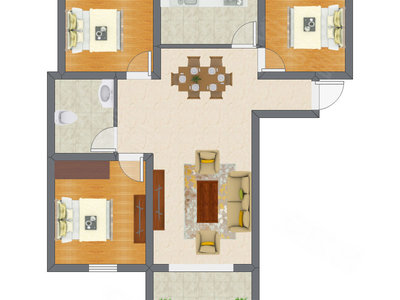 3室2厅 66.76平米