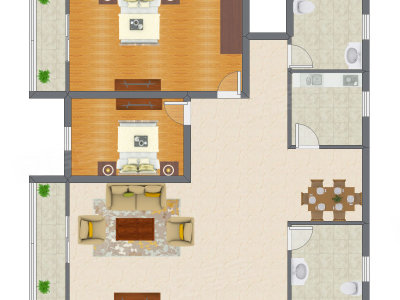 2室2厅 138.00平米户型图