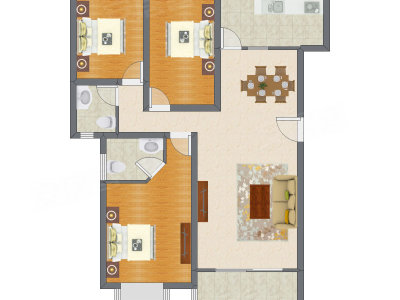 3室2厅 125.46平米户型图