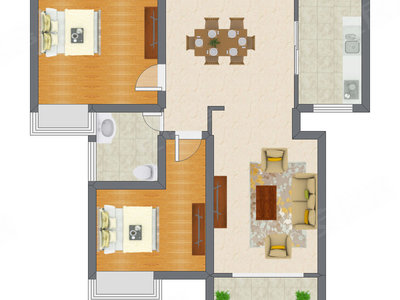 2室2厅 81.63平米户型图
