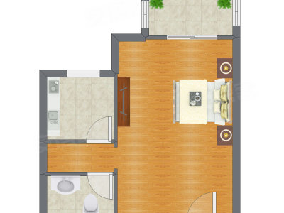 1室0厅 46.45平米户型图
