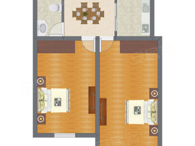 2室1厅 76.60平米